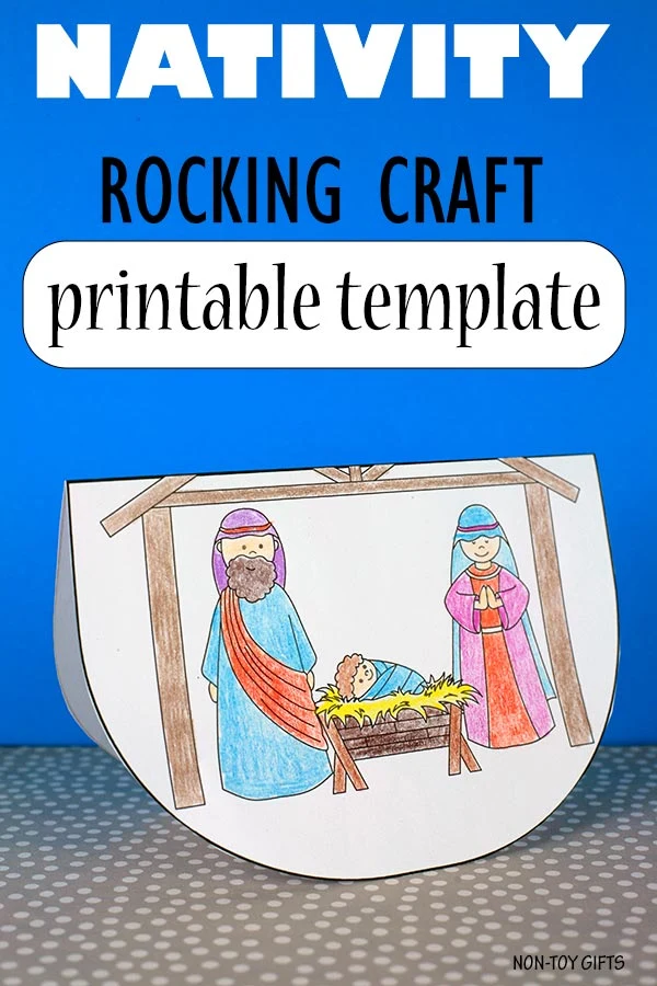 Nativity scene rocking craft printable for kids to use for Christmas Sunday School