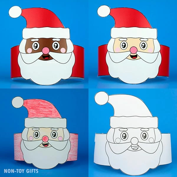 Santa paper hat craft printable for kids
