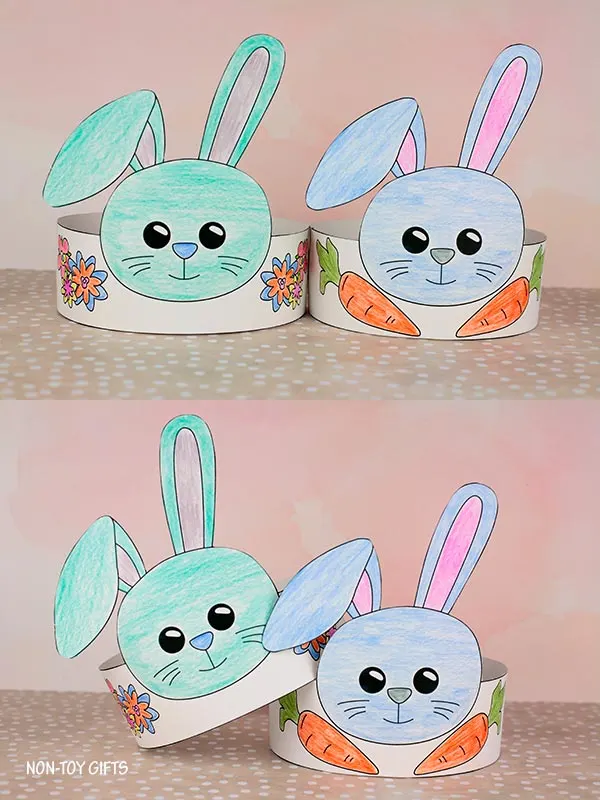 Bunny paper hat printable for kids