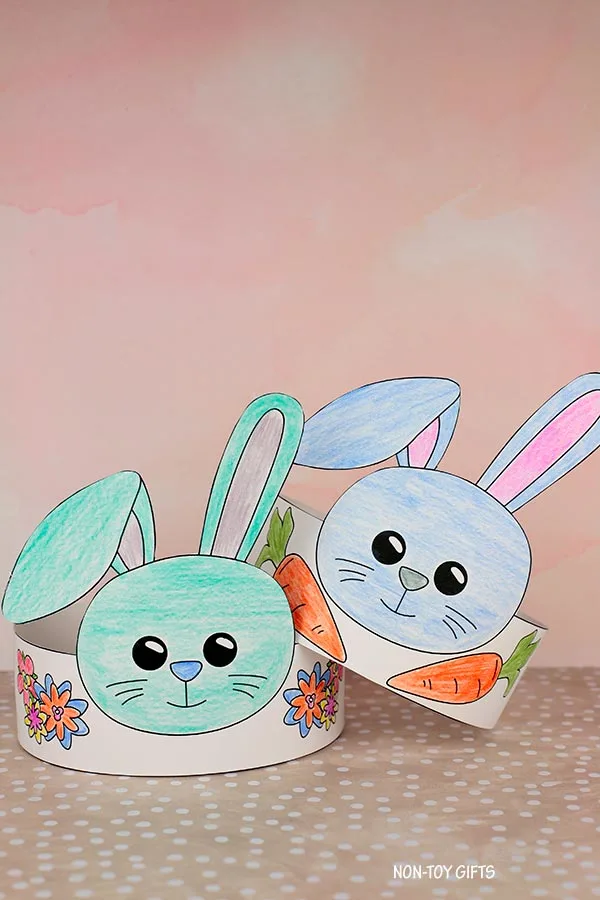 easy bunny paper hat printable for kids to make for spring