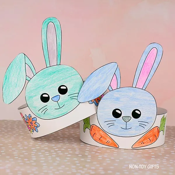 Bunny paper hat craft printable for preschoolers