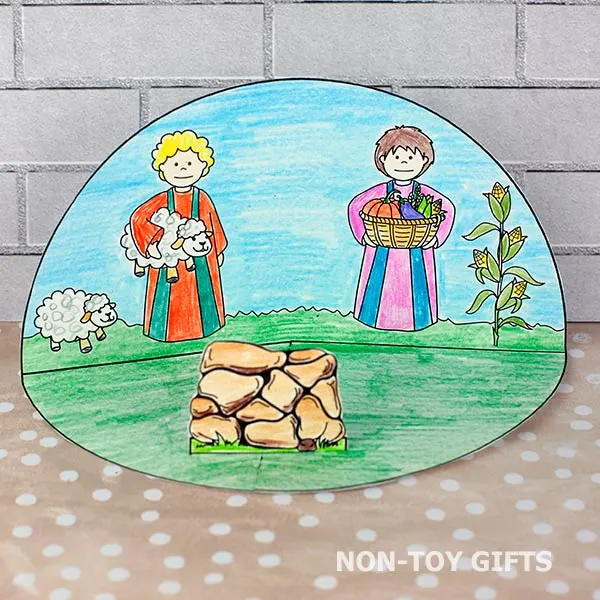 Cain and Abel diorama craft printable for preschoolers