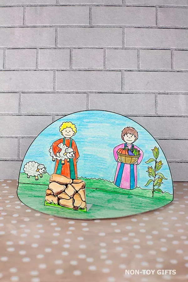 Cain and Abel diorama craft printable for kids to make at Sunday School