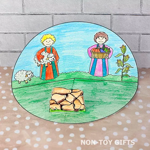3D Cain and Abel diorama craft printable for kids