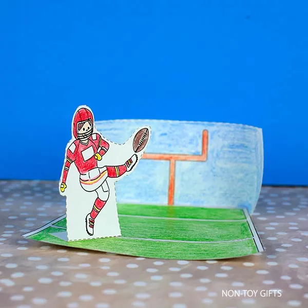 Easy Super Bowl craft for kids: football diorama