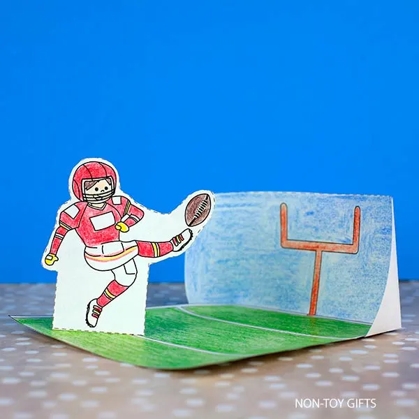 3D football diorama craft printable for preschoolers