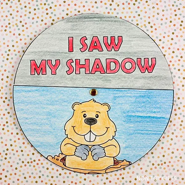 simple Groundhog Day spinner craft printable for kids