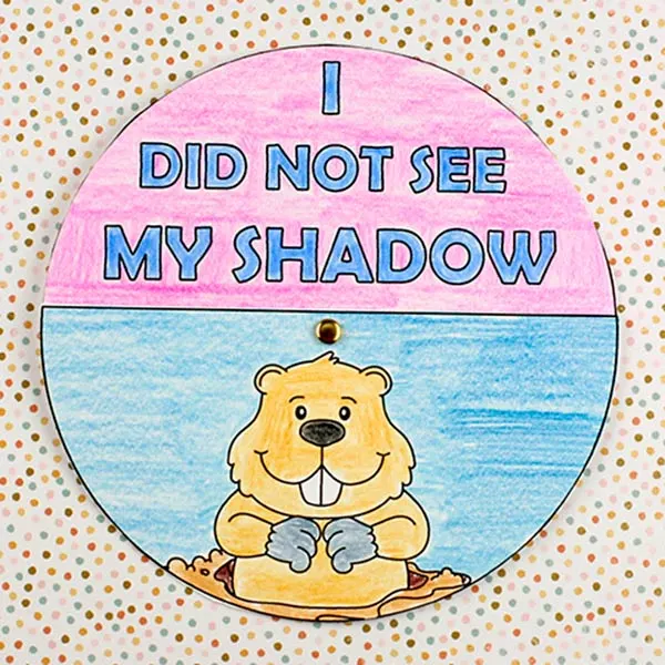 Groundhog Day spinner craft printable for preschoolers