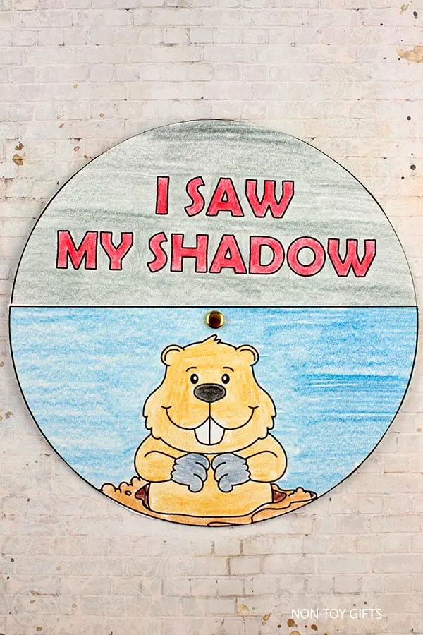 Easy Groundhog Day spinner craft printable for kids