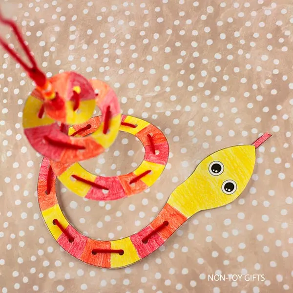 spiral snake craft free printable for kids to make for the Year of the Snake
