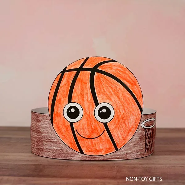 Easy basketball paper hat craft for kids for March Madness