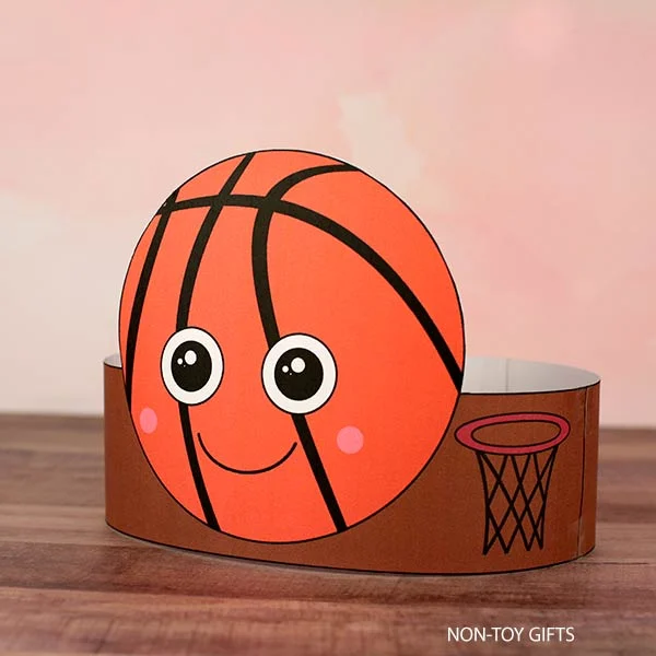 basketball paper hat craft printable for kids