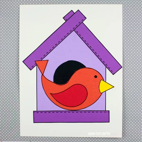 spring paper birdhouse craft printable for kids