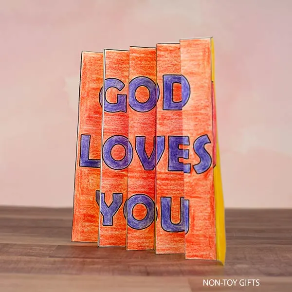 God Loves You agamograph craft printable for kids to make for Valentine's Day