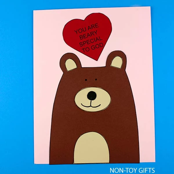 God loves you beary much craft printable for religious Valentine's Day