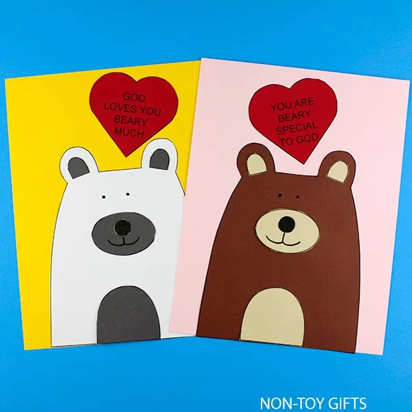 Valentine bible activity: God loves you beary much craft printable for kids