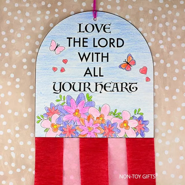 easy Love the Lord with all your heart craft printable for kids for Valentine Sunday School