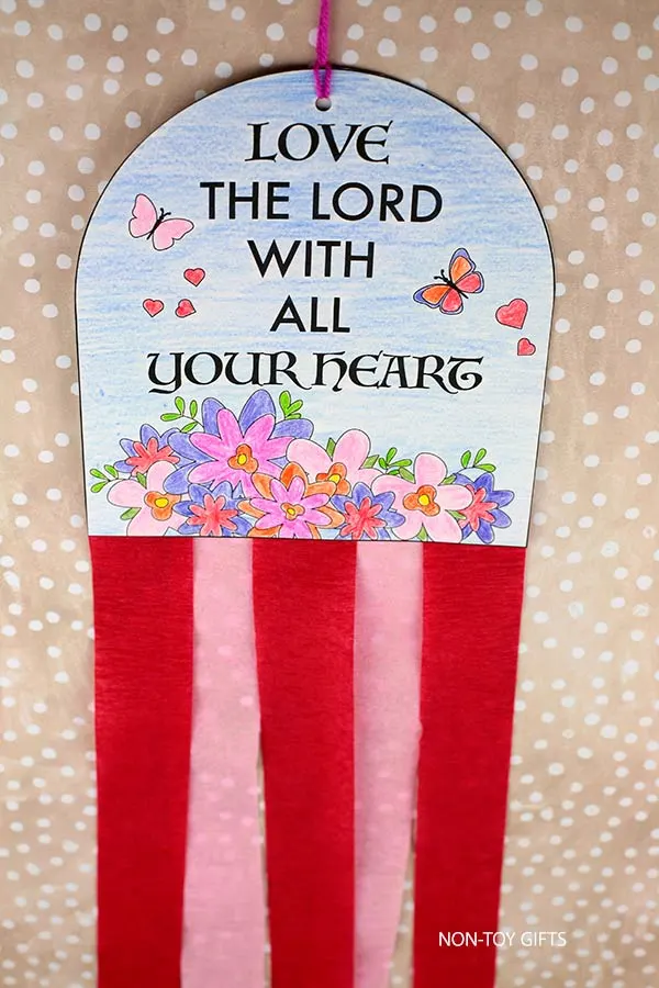 Love the Lord with all your heart craft printable for Valentines' Day at Sunday School
