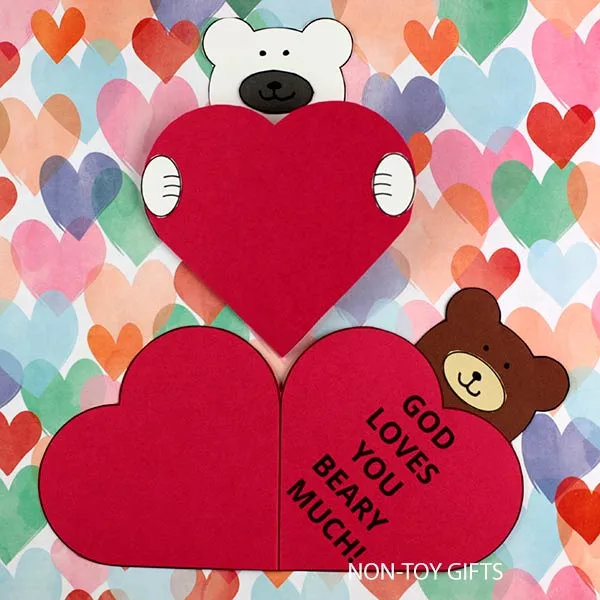 God loves you beary much: Valentine Sunday School craft printable