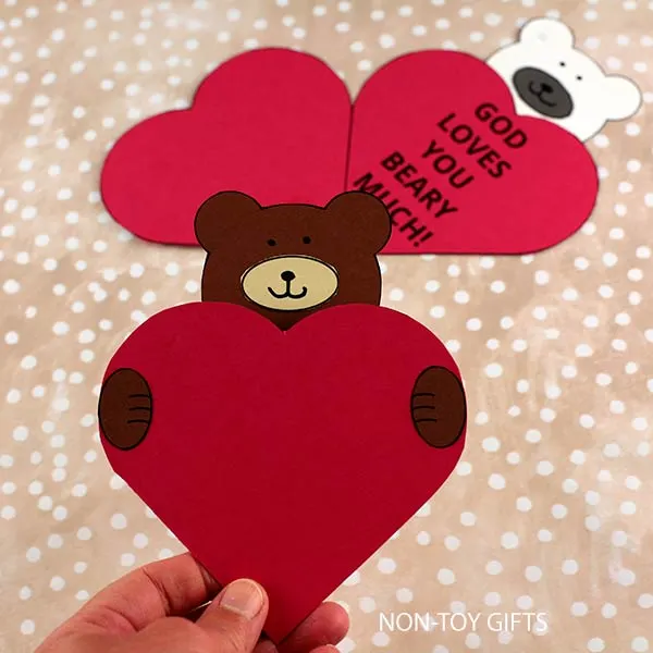 God loves you beary much: Valentine religious craft printable