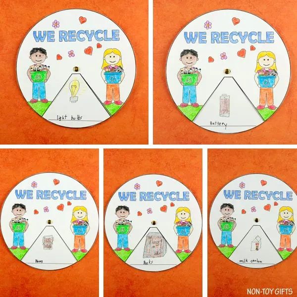 Earth Day craft for kids: We recycle spinner craft printable