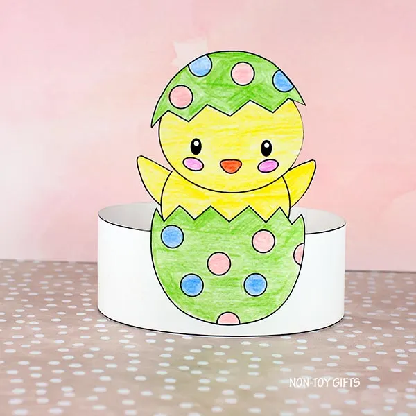 simple coloring Easter chick headbands for preschoolers