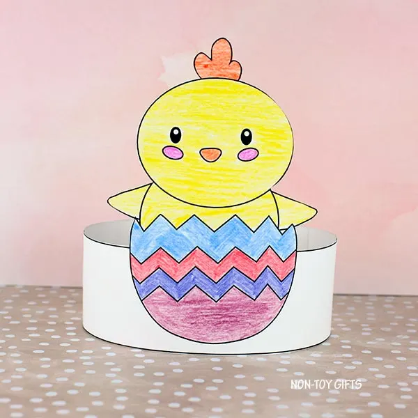 easy coloring Easter chick headbands for kids