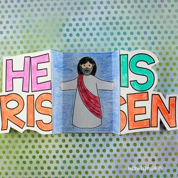 easy He Is Risen folded surprise craft printable template for kids
