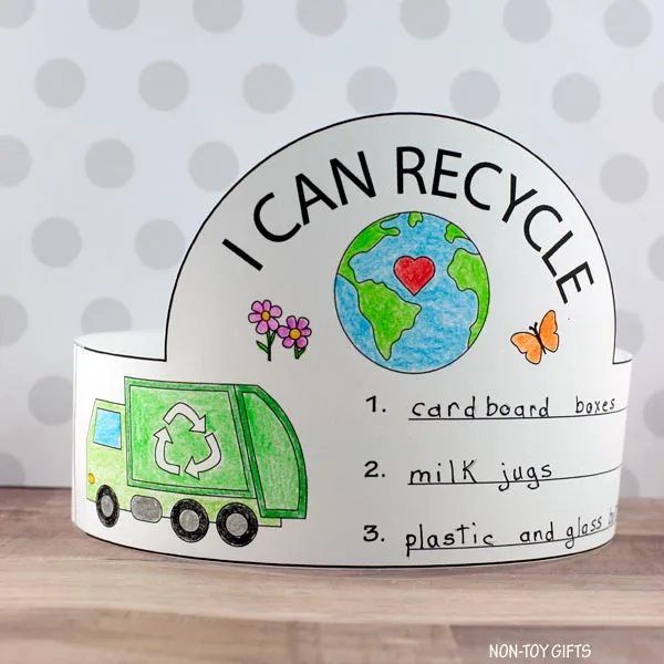 I can recycle headband craft printable template for kids for Earth Day