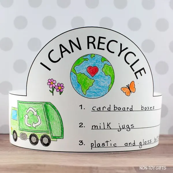 easy I can recycle headband craft printable template for kids