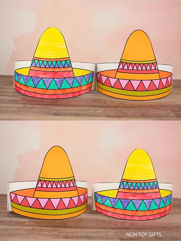 Easy sombrero paper hat craft printable for kids