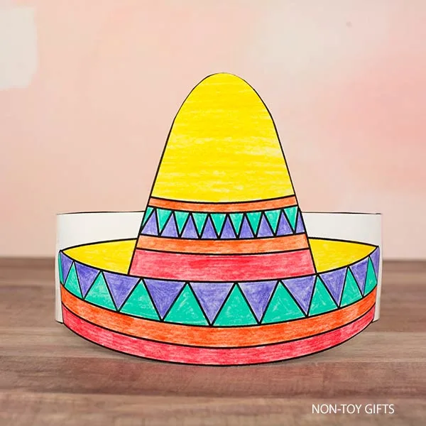 Cinco de Mayo craft for preschool: sombrero paper hat