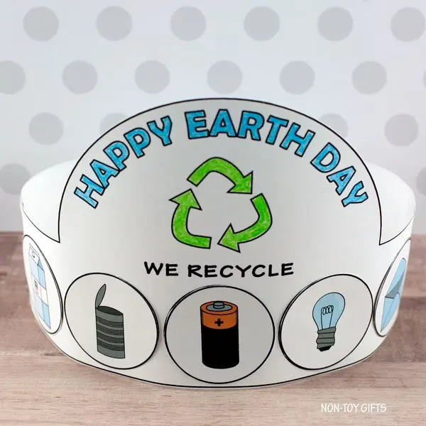 We recycle headband printable features milk carton, can, battery, light bulb and envelope.
