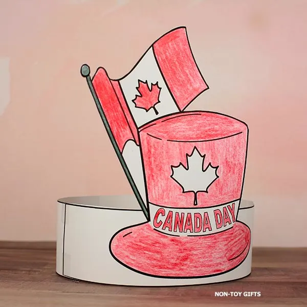 DIY Canada paper hat craft printable for preschoolers
