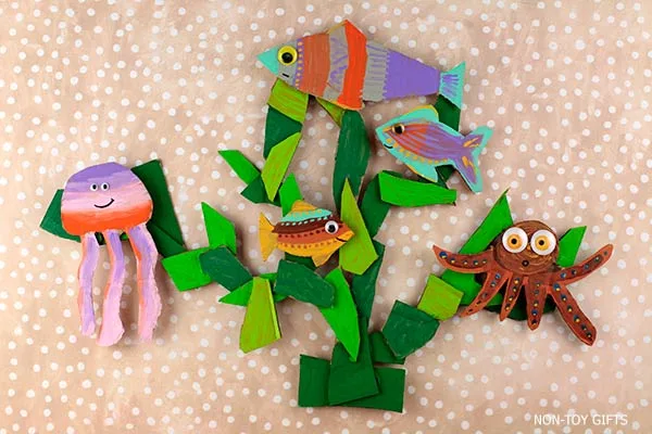 glue the ocean animals onto the reef