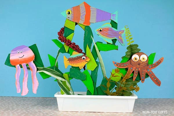 DIY cardboard coral craft for kids