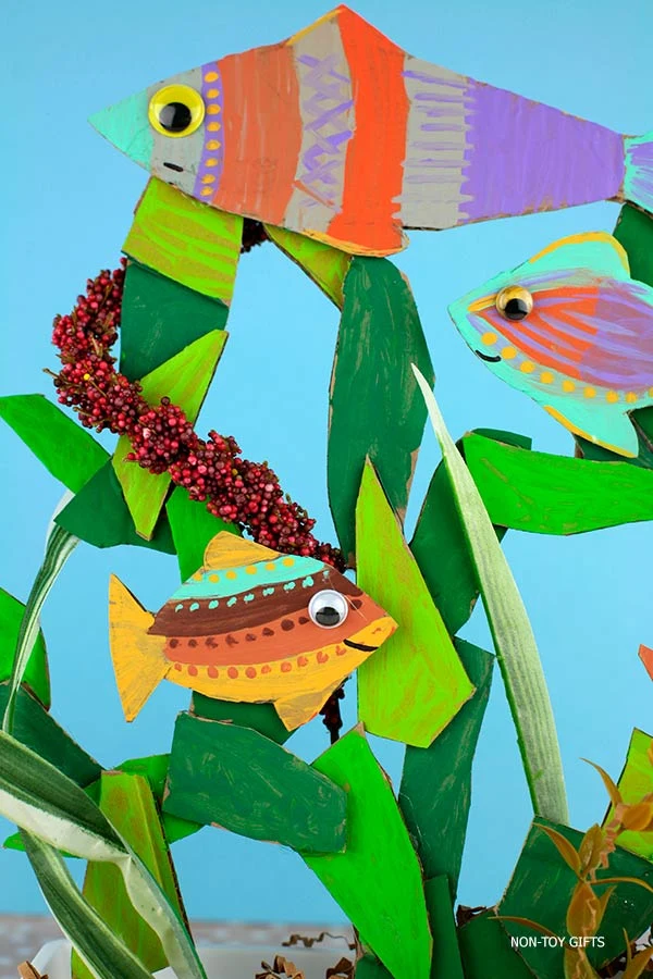 DIY cardboard coral craft for kids to make this summer