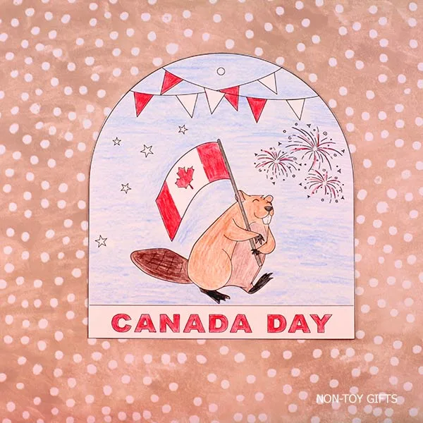 color the beaver and flag