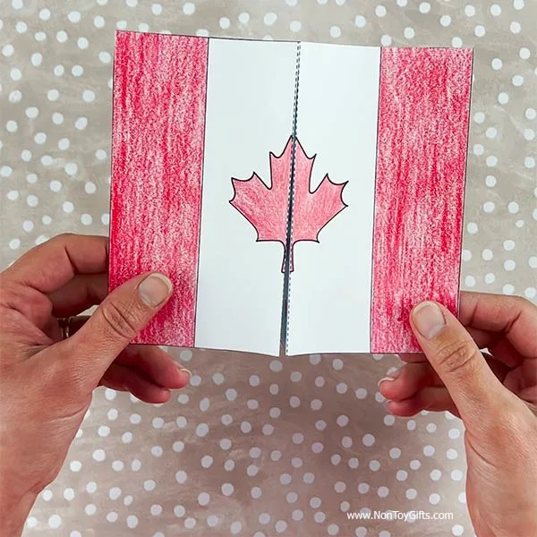 Easy and interactive Canada Day folded craft printable