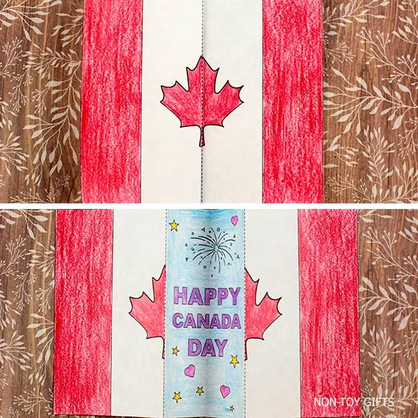 Canada Day folded craft printable for kids