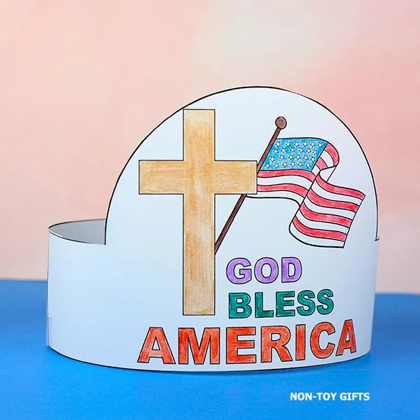 God bless America 4th of July Sunday School craft printable for kids