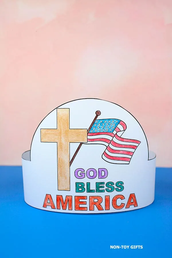God bless America paper hat printable for kids