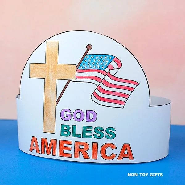 God bless America patriotic Sunday School craft printable for kids