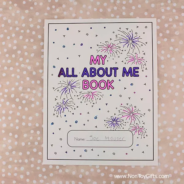 All about me printable book for kids - fireworks cover
