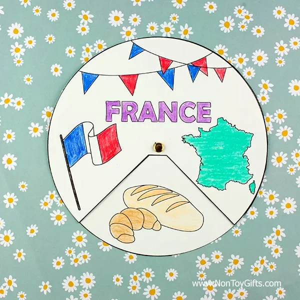 France spinner craft printable with croissant and baguette