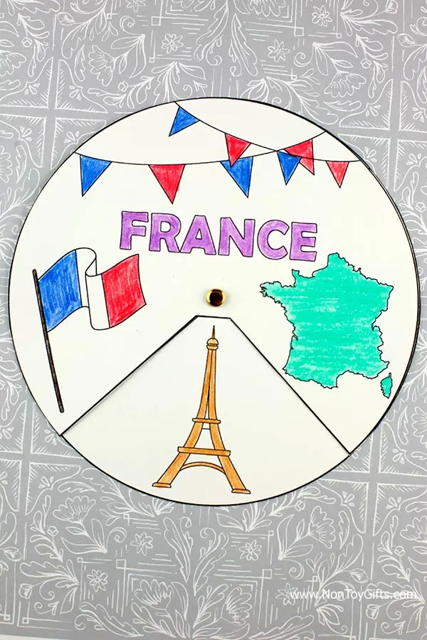 France spinner craft with French flag and other symbols of the French culture