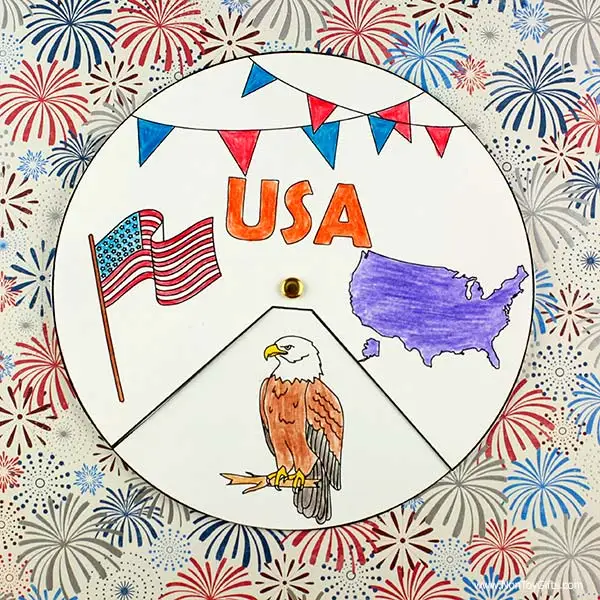 USA spinner craft with patriotic symbols: bold eagle