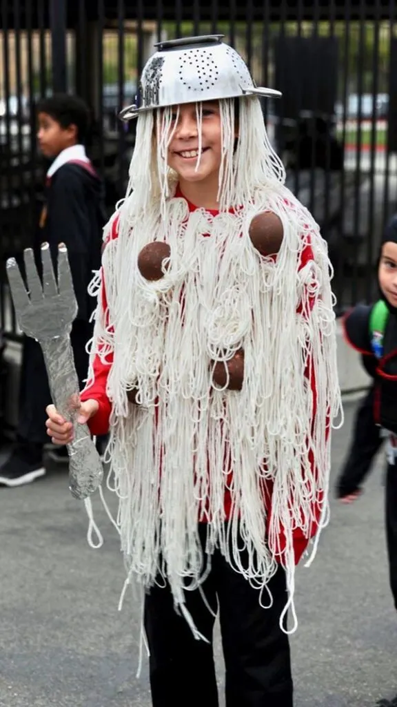 DIY spaghetti and meatballs Halloween costume