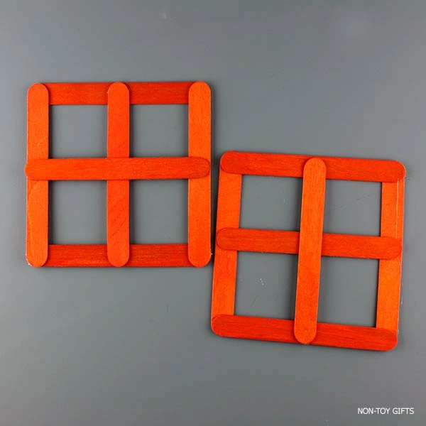 orange craft stick window frame