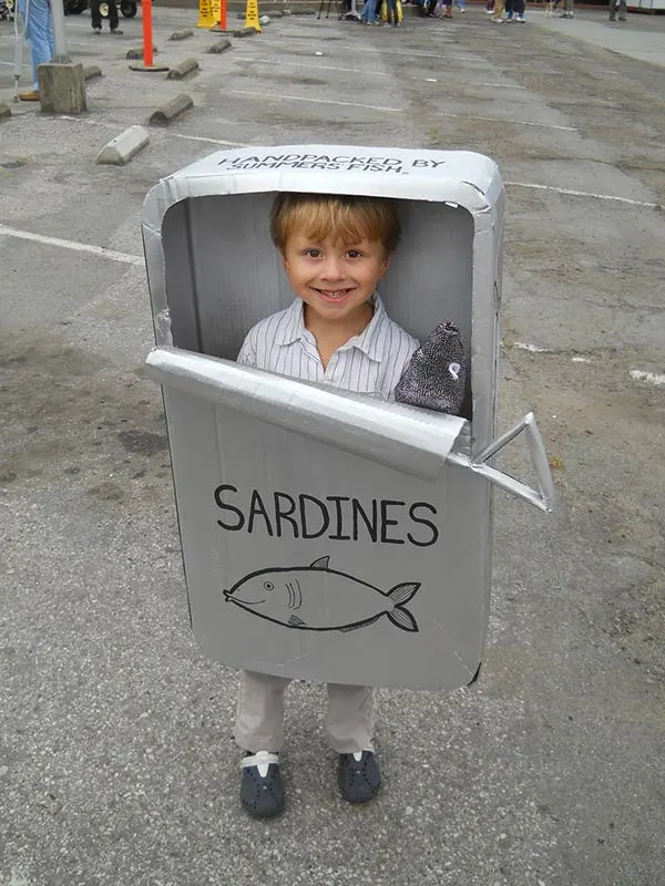 Sardine can cardboard Halloween costume